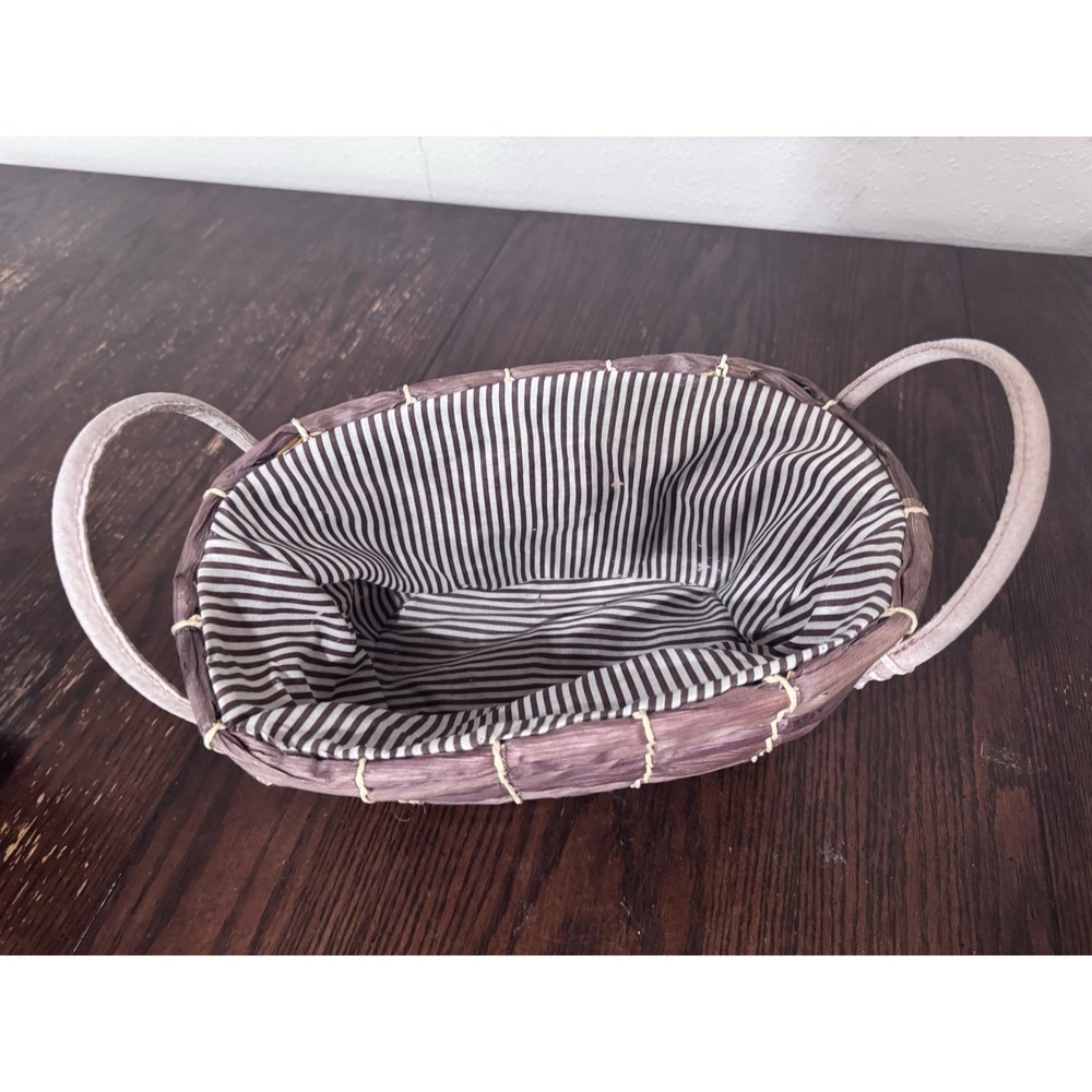 Small Wicker Basket with Fabric Liner & Handles Decorative Storage Basket Brown - Picture 5 of 7